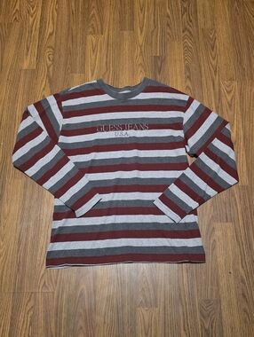 Vintage Guess Jeans USA 90s Striped Long Sleeve Shirt Made in Canada Small S/P